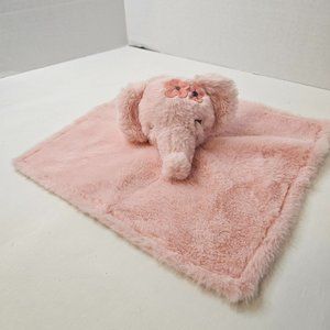 Parent's Choice Pink Elephant Lovey Security Blanket Floral Satin Back Plush